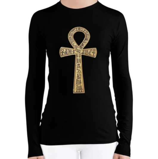 Inner Alkebulan™ Women's Long-Sleeve Ankh T-Shirt