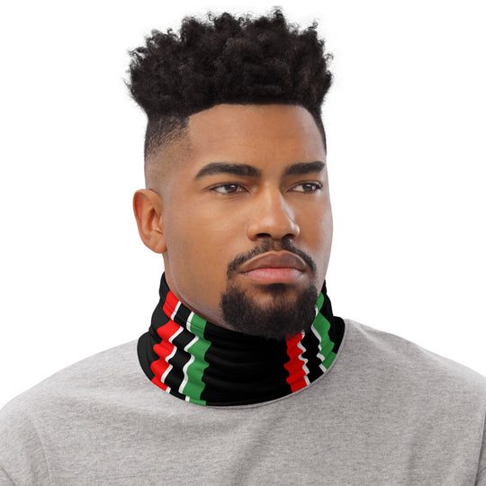 Black with Vertial RBG Stripe Neck Gaiter