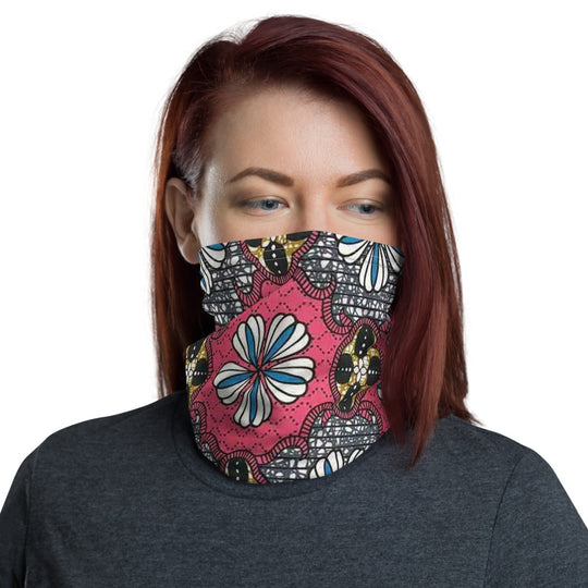 African Print Pink Ankara Neck Gaiter Face Mask