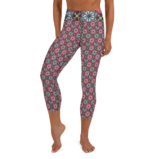 Inner Alkebulan™ Ankara Floral Print Yoga Capri Leggings